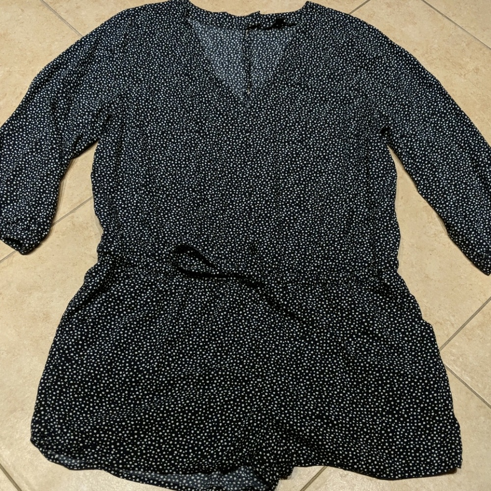 Black White Polka dots Romper Banana Republic